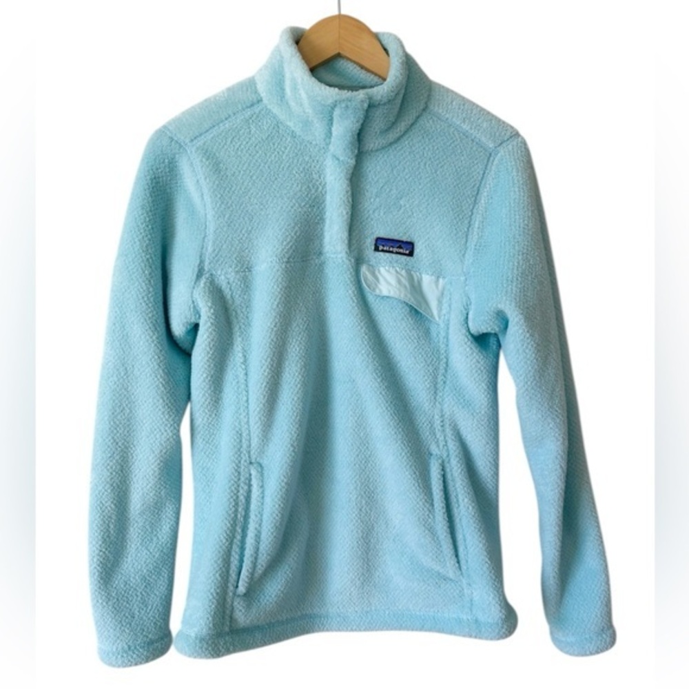 Patagonia Polartec Fleece‎ Pullover Women’s M Aqua Snap Button NWOT